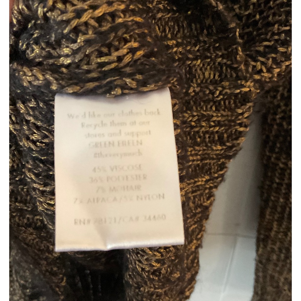 EILEEN FISHER Metallic Knit Sweater Long Sleeve Crew Neck Brown Gold XS - Picture 4 of 9